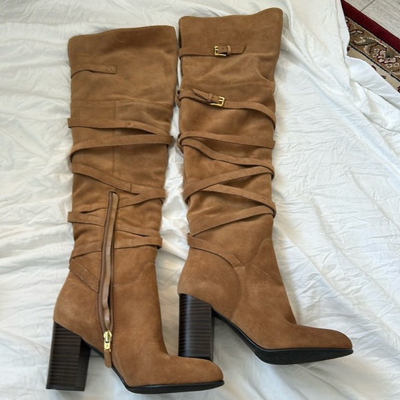 Sam Edelman Shoes - NWOT Sam Edelman suede strappy zipper block heel knee high boots.